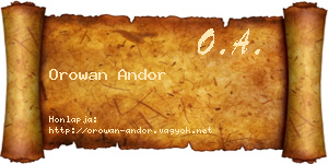Orowan Andor névjegykártya
