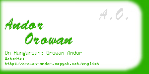 andor orowan business card